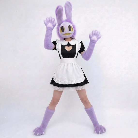 Purple Bunny Jax Fursuit Mask, Paws, Feetpaws – Anime Cosplay