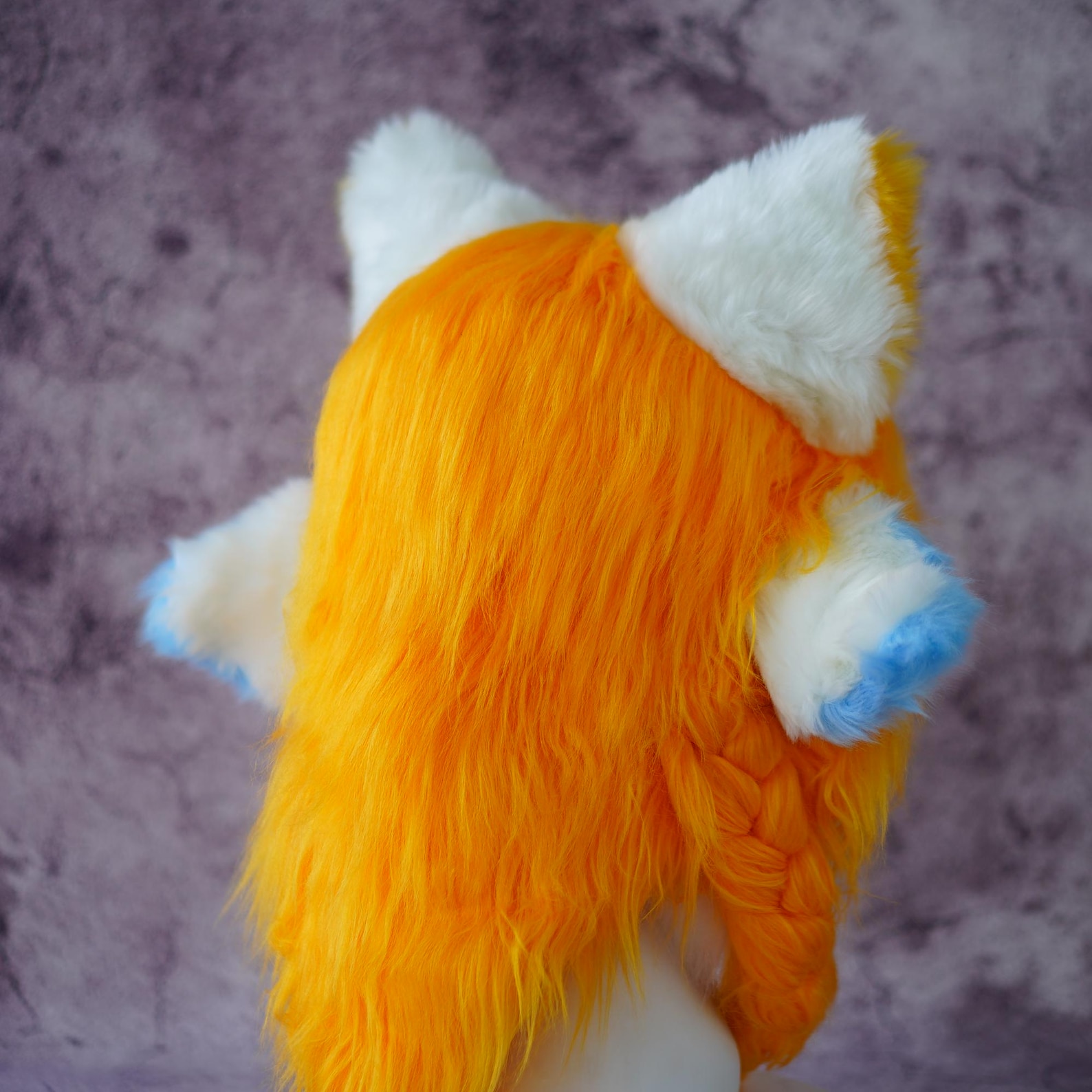 Colorful Fursuit Mask – Kawaii Animal Cosplay Head, Orange Blue Furry ...