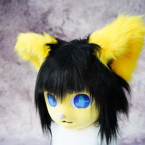 Fantasy Bee Kig Maske - LARP Charakter Kopf Kigurumi Style Kunstpelz Beast Kostüm Gaming Rollenspiel Ausrüstung