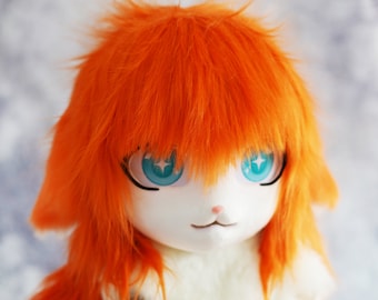 Furryfandom  Orange Hair Cute Furry Mask , Fursuit Mask Head, Cat Kemono Mask,Personalizable Handmade Cosplay Costume Mask, Kig Kemono Mask