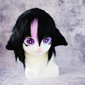 Black sheep Mask Cat Mask, Fursuit mask head,Handmade mask,Pet play, Furry Cosplay Mask Head, Animal Head Cosplay Animal mask Birthday gift