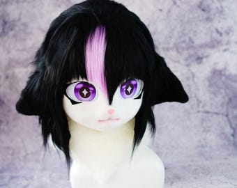 Black sheep Mask Cat Mask, Fursuit mask head,Handmade mask,Pet play, Furry Cosplay Mask Head, Animal Head Cosplay Animal mask Birthday gift