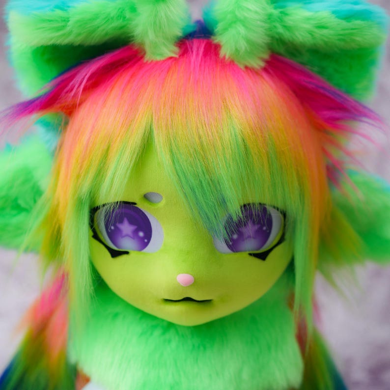 Alien Neno Cat Fursuit Partial Set | Lime Green Cat Fursuit Mask ...