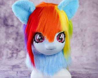 Little Pony Cosplay Mask, Halloween Fursuit head, Seasonal anime cosplay Costume, Faux Fur Character Headpiece, MLP Cosplay Accessory