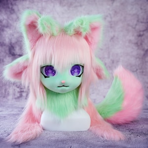 Beginner Theraine Fursuit Head | LARP Ready Animal Mask | Breathable Role-Play Costume | Adjustable Character Hood