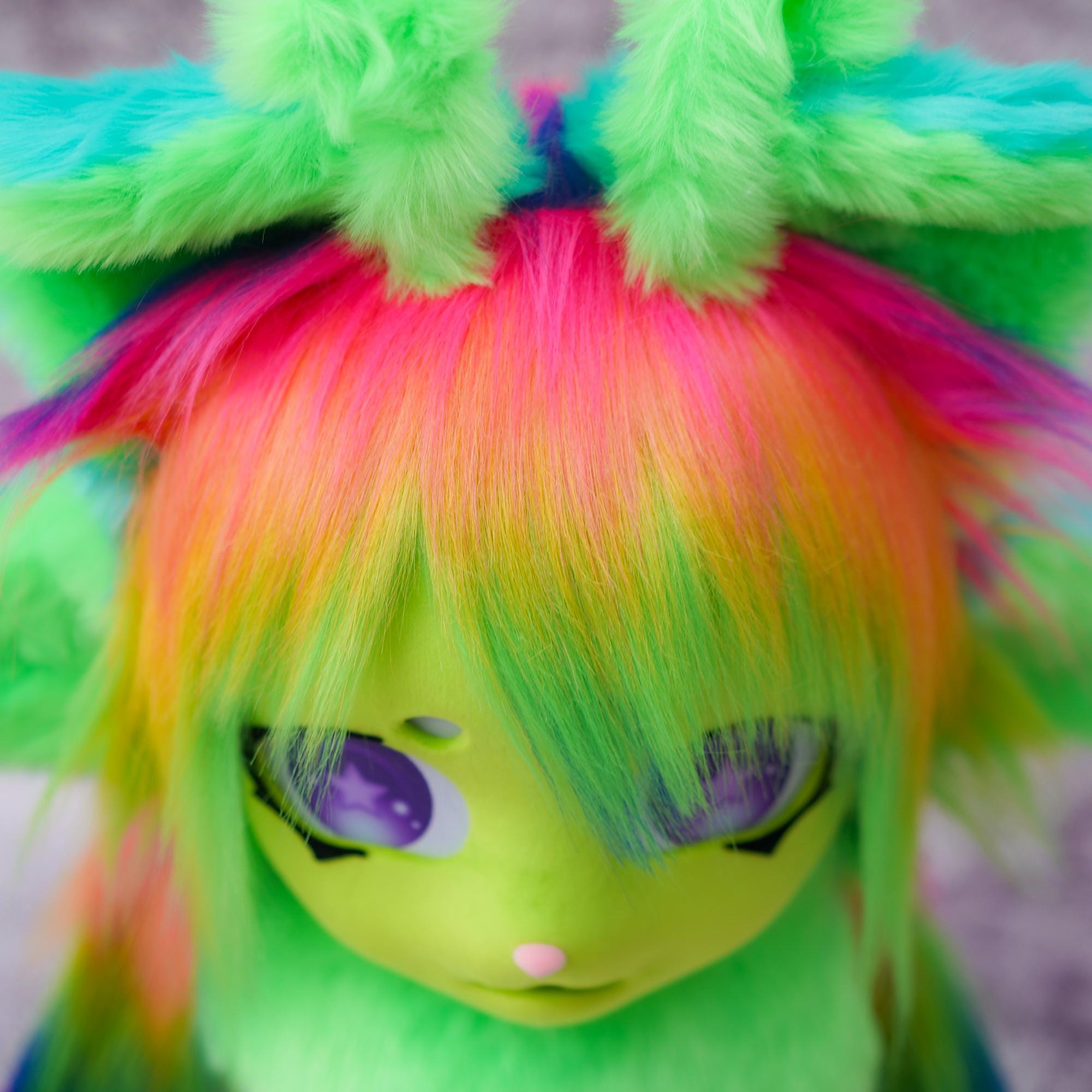 Alien Neno Cat Fursuit Partial Set | Lime Green Cat Fursuit Mask ...