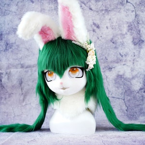 Forest bunny head ,handmade Mask ,Furry Cosplay Mask Head, kig head Birthday gift, Fursuit mask head,Handmade mask,pet play, custom kig head