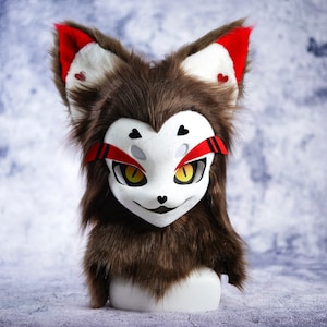Theraine gatto marrone, cosplay kig del Comic-Con Maschera pelosa, accessorio Fatto a mano, Cosplay adottabile Attrezzatura perfetta per Halloween, Hask, ostello Hazbin
