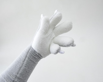 Slimming Paws, Cosplay Paw Gloves & Long Arm Faux Fur Paws | High Dexterity Convention Gear | Kemono Therian Aesthetic Fit
