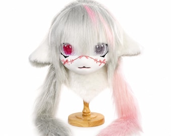 Fursuit Furry Head, Ghost grey sheep, Furry Cosplay accessory Animal mask Birthday Halloween gift
