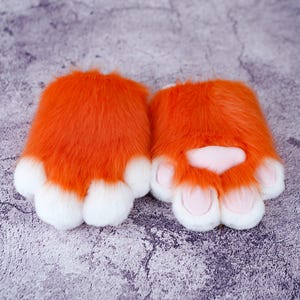 Fursuit 4-Finger Pfoten Handschuhe für Welpe Kitty Cosplay Kostüm Accessoires für Halloween Weihnachten Motto-Party Petplay