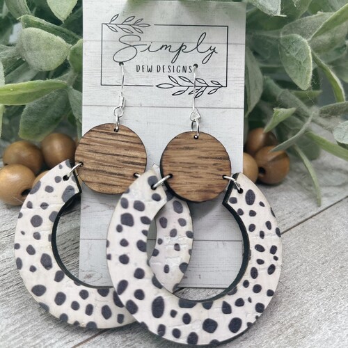 Dottie Hoops Wood & Cork Statement Earrings Etsy