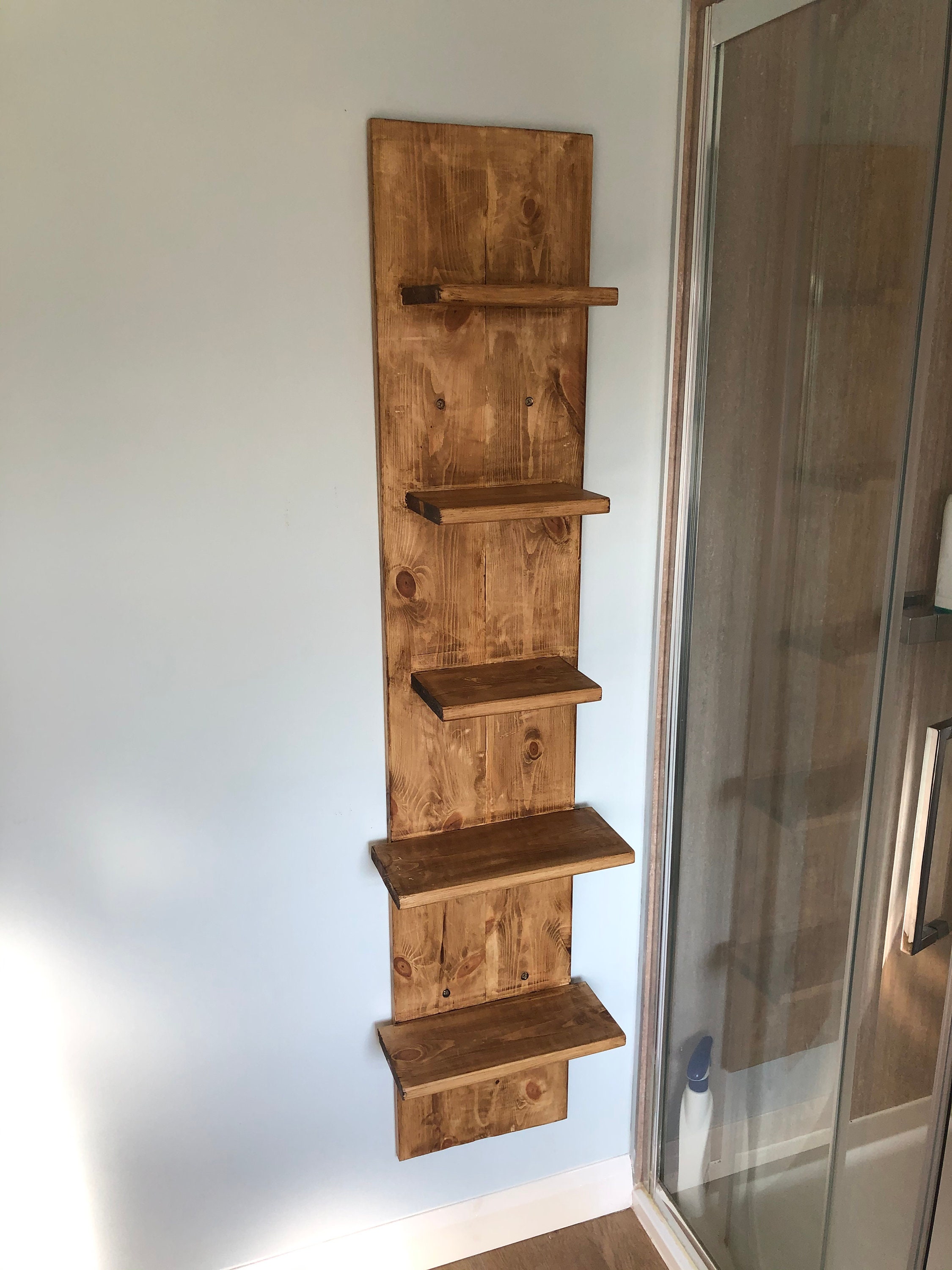 Solid wood bathroom shelf unit Etsy