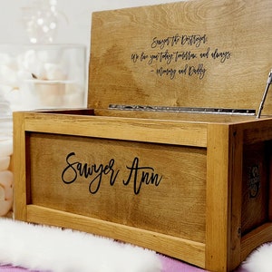 Rustic Toy Box Personalized Front Sides and Lid Engraved Blanket Chest Storage Memory Box Assembled Pet Food Free Shipping image 1