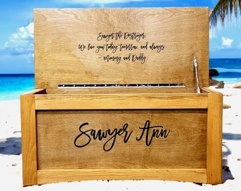 Engraved Rustic Toy Box - Engraved front and underside lid -Blanket Chest/Foot Locker Storage/Memory Box/ Assembled