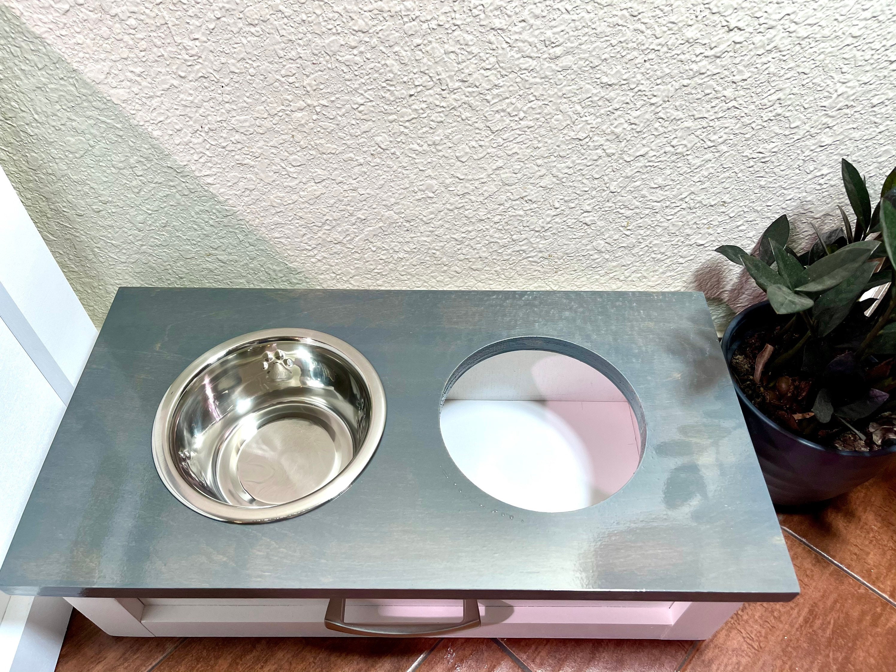 Small Dog Cat Feeding Table Elevated Bowls Etsy