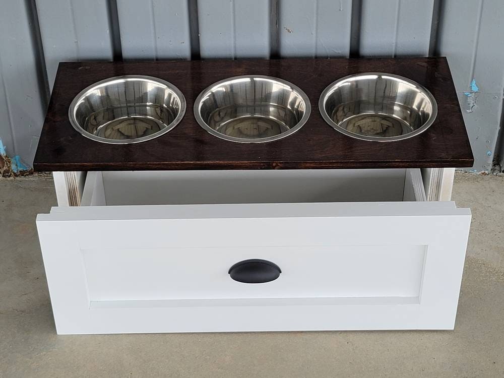 Large Raised Dog Bowls, Mid Century Modern Dog Bowl Stand, Triple Dog -  billscustombuilds