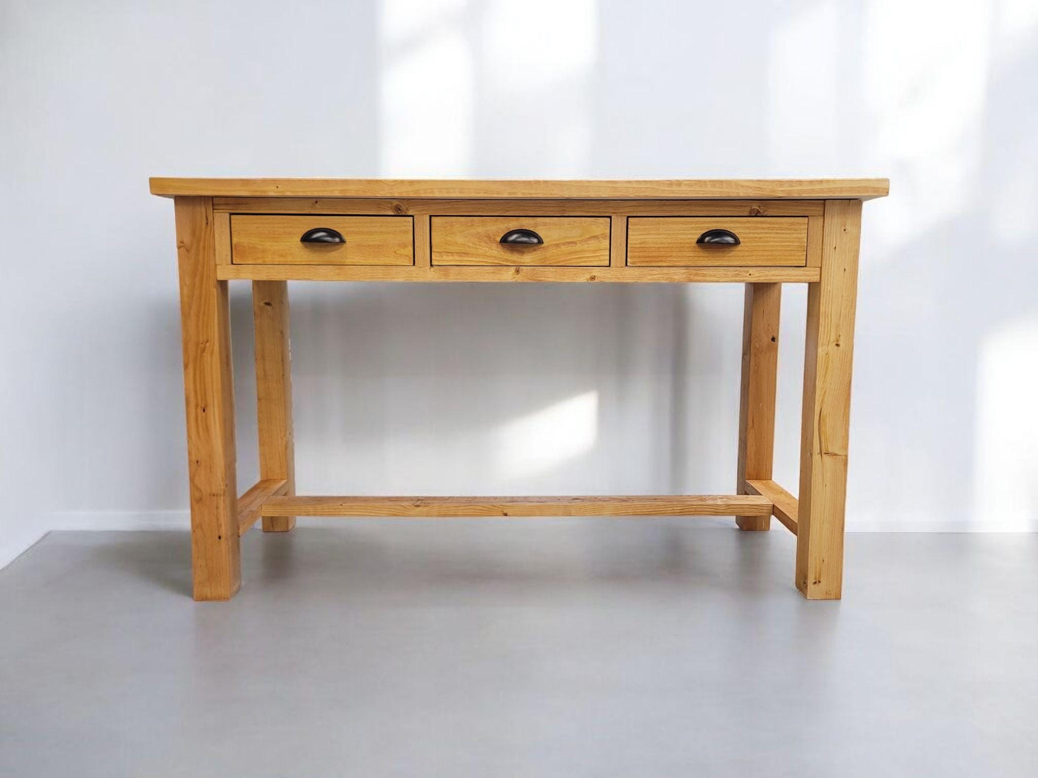 Rustic Farmhouse Kitchen Island – Solid Knotty Pine, 60" Distressed Finish, Custom Hardware & Countertop Options - Shipping NOT included