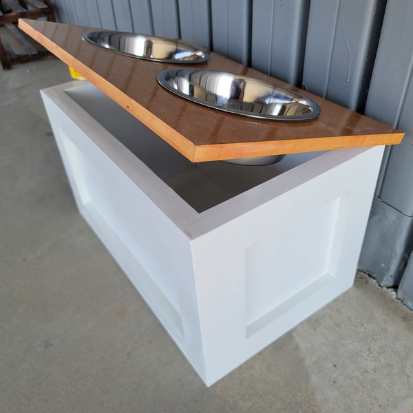 New Lift Top Raised Elevated Dog Bowl Feeder