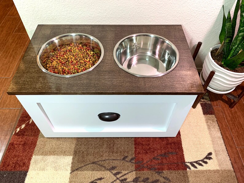Raised Elevated Dog Bowl Feeding Table With Storage Drawer Etsy