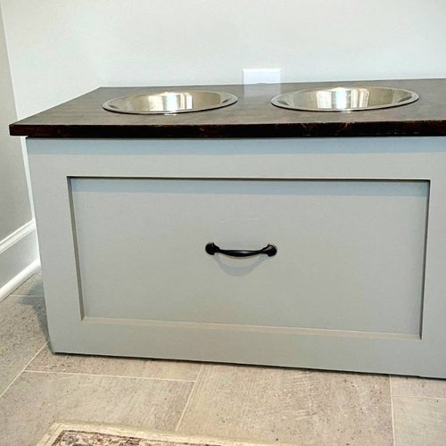 Dog Bowl Stand With Drawer plans Etsy