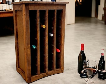 Wood Wine Rack Fully Assembled Storage Jail in Modern Rustic with over 30 color options 28/21/14 bottle options