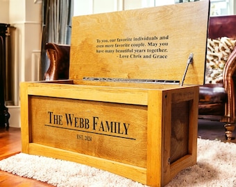 Wedding Chest Bridal Box Personalized - 30+ colors Engraved front and underside lid Birch and Pine