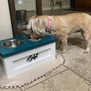 EXTRA SMALL Raised Elevated Dog Bowl Feeding Table Station  Rustic Farmhouse