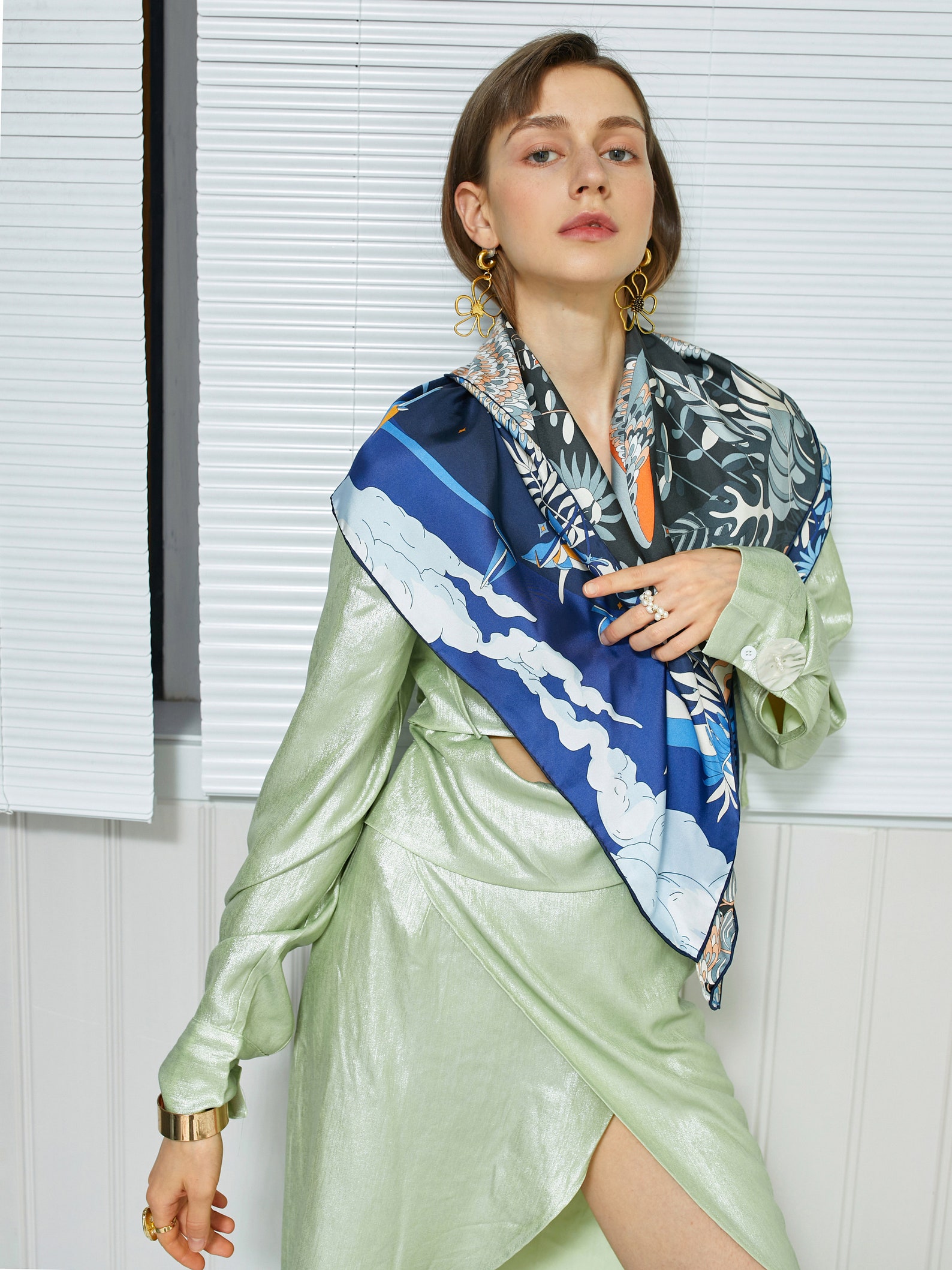 Laprée - Foulard Femme En Soie Carré De Soie Foulard Carré 100% Soie