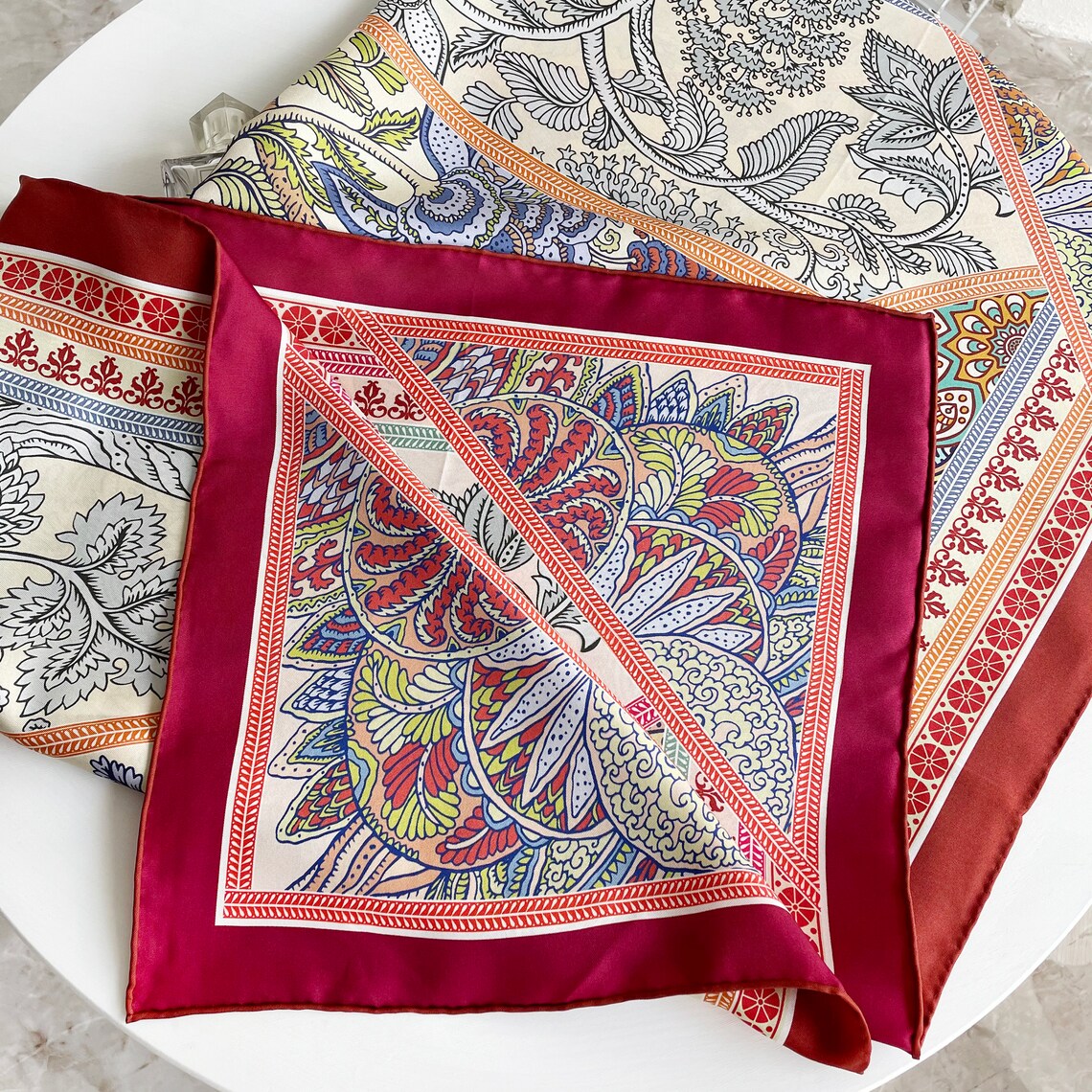 100 Pure Mulberry Silk Scarf 16 Momme Silk Twill Hand Etsy