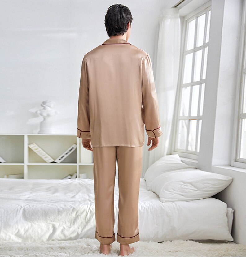 Men's Silk Pajamas Set, Silk Sleeping Wear Set for Mens, 19mm Mulberry