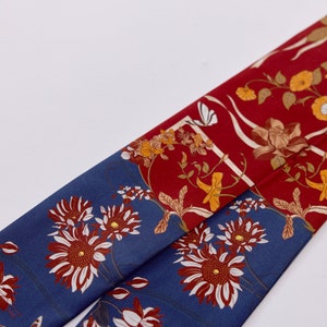 Iris Jasmine Printed Bag Handle Hairband Ribbon Accessories Navy Blue Red Silk Tie Scarf image 7