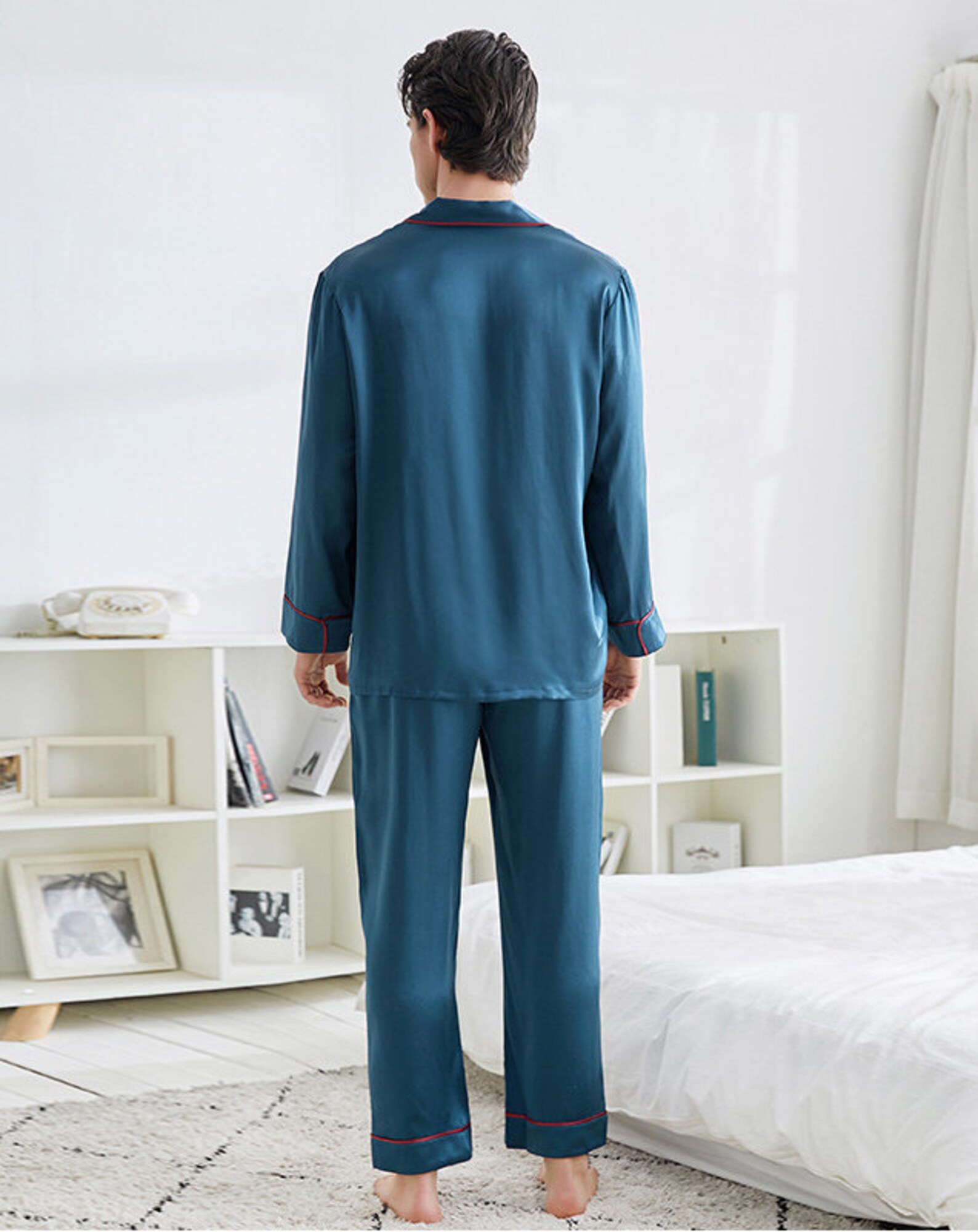Men's Silk Pajamas Set, Silk Sleeping Wear Set for Mens, 19mm Mulberry
