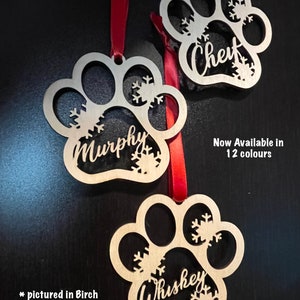 Personalized Christmas name ornament | pet name ornament | paw print ornament | bauble name ornament