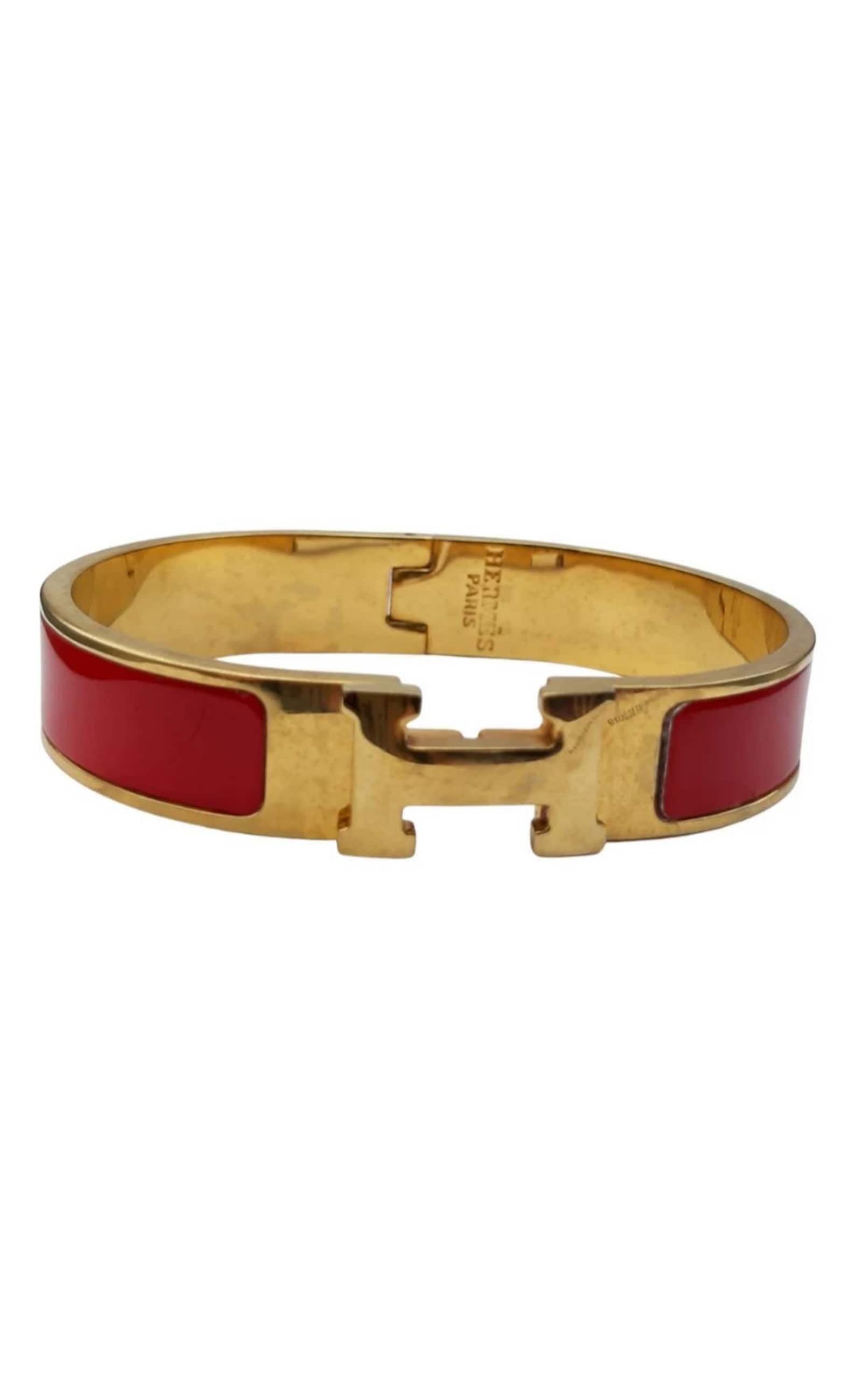 Hermes Click H Red Click Clack Gold Plated Bracelet Vintage Etsy