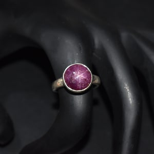 Star Ruby Ring: 925 Sterling Silver Stud Gemstone Statement Jewelry