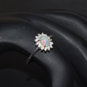 Opal Sterling Silver Ring: October Birthstone, CZ Accents