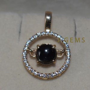 Black Star Gemstone Pendant: Sterling Silver, Zircon Accents