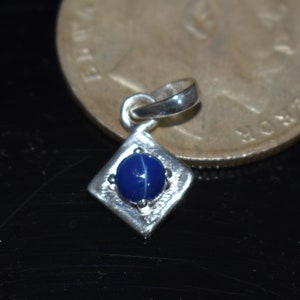 Round Blue Star Lindy Gemstone Pendant, 925 Sterling Silver, Dainty Gift for Women, Star Sapphire Necklace Pendant, 6 Ray Stone, Women Gift