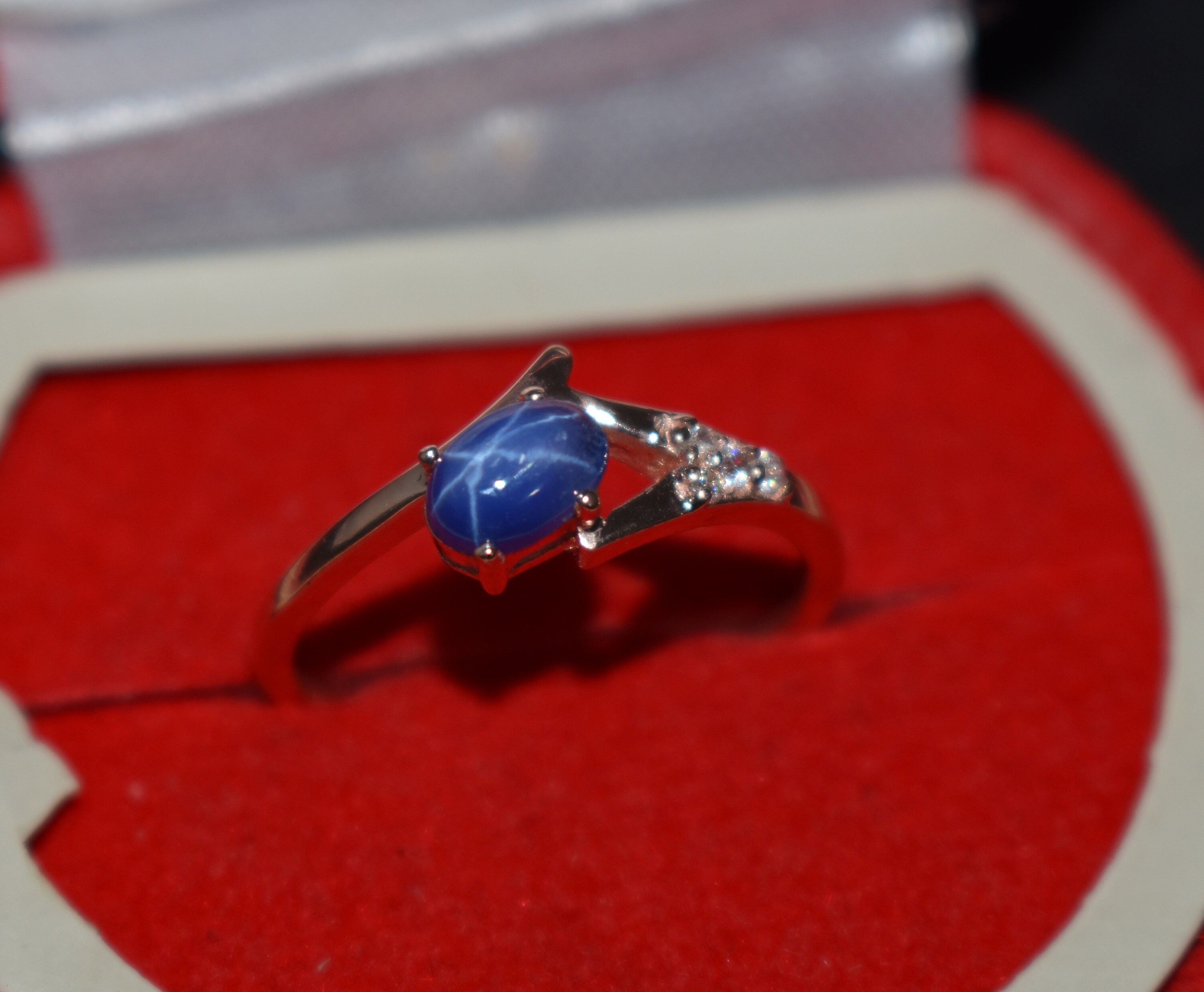 ブルースターサファイアリング：925スターリングシルバーCZ