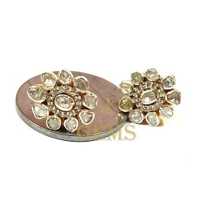 Natural Polki Diamond Earring | Gold Plated 925 Sterling Silver Stud Earrings | Elegant Jewelry for Women
