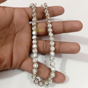 Polki Necklace - Victorian 925 Sterling Silver Chain, Vintage Polki Diamond Jewelry, Perfect Birthday Gift & Accessories On Sale
