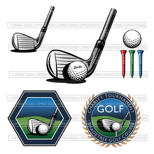 Golf Club Iron Golf Ball Golf Tee Art Logo Print Sports Digital File Clip Art Vector Art Silhouette