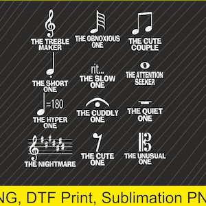 Notas musicales Símbolo Definición Humor Divertido creador de agudos PNG / Descarga digital / Impresión DTF