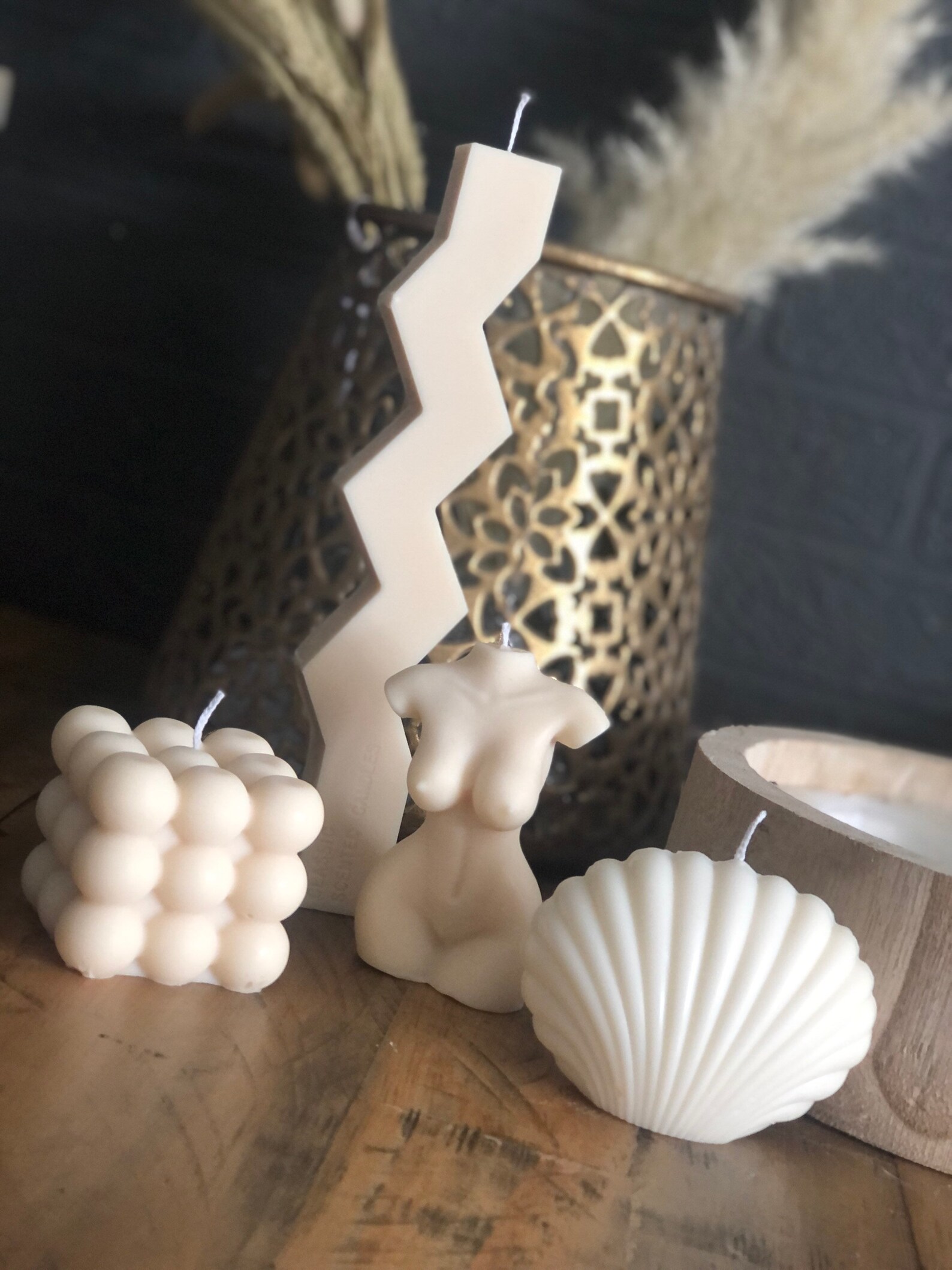 Candle bundle set of 4 zig zag candle female body torso Etsy
