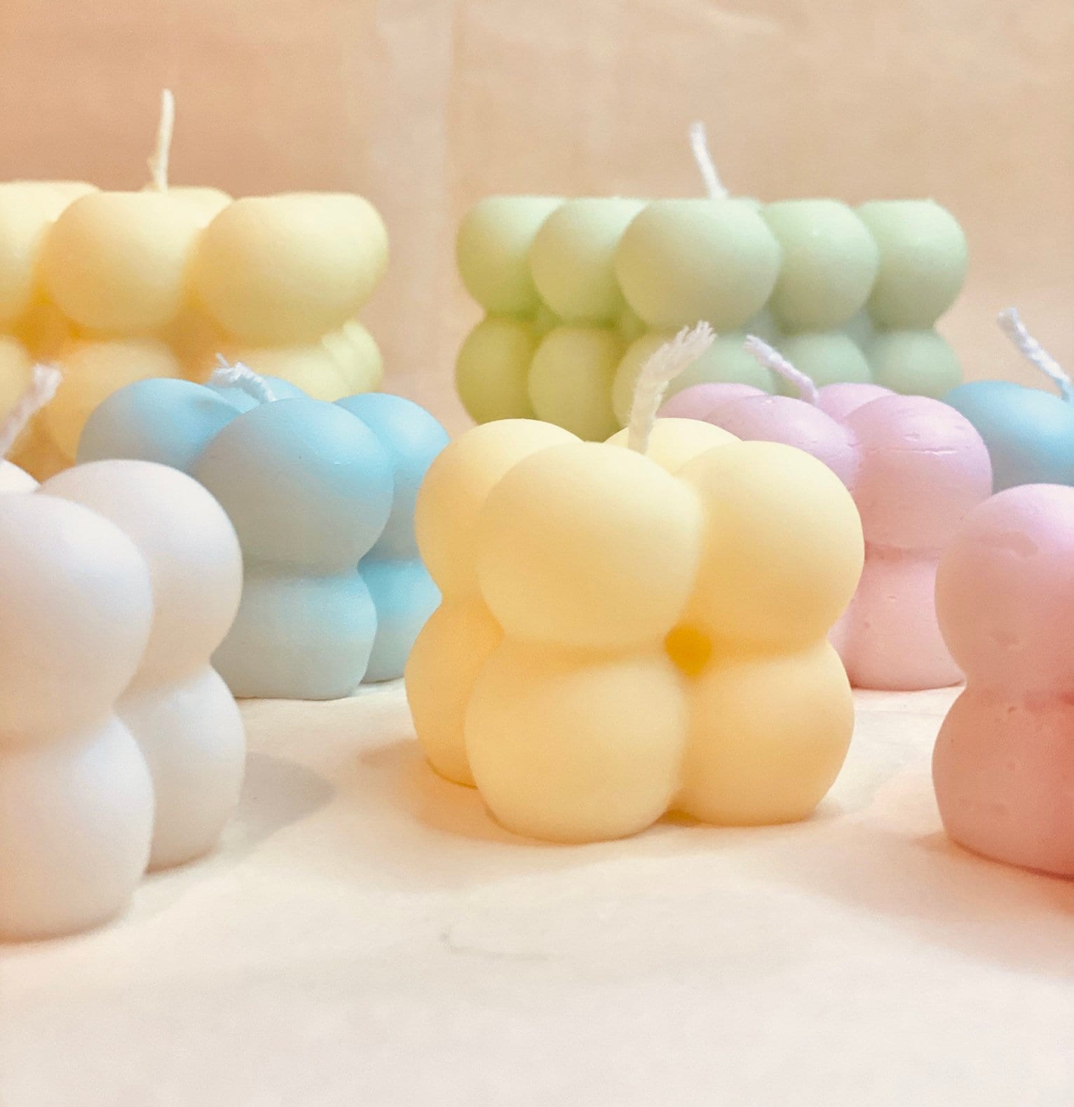 Set of 4 Pastel Bubble Candles, aesthetic candles, goldleaf candle, soy wax  candle, handmade candle