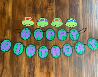 Ninja Turtles Birthday Banner, Ninja Turtles Inspired Banner, Ninja Turtles Birthday Party