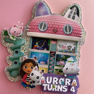 Gabby’s Dollhouse Theme Cake Topper, Simple Gabby’s Dollhouse Cake Topper, Personalized Cake Toppers