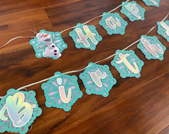Frozen Theme Birthday Banner, Olaf Birthday Banner, Frozen Birthday Decorations, Personalized Birthday Banner