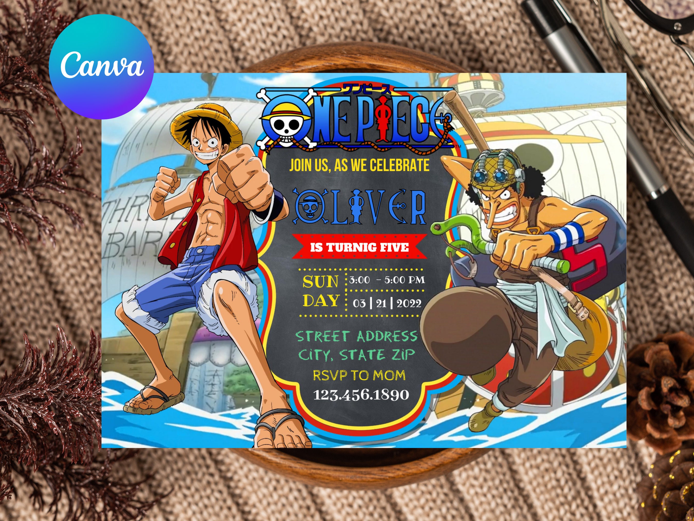 One Piece Invitation Etsy